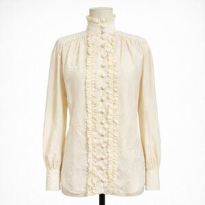 Zimmermann Espionage Smock Frill Blouse Pearl Silk